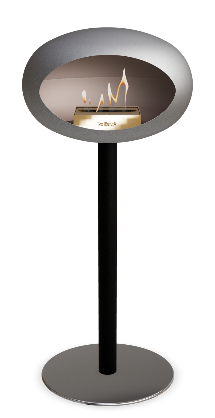 Le Feu GROUND STEEL HIGH Nickel Ø 60 mm – Rohr Schwarz, Brenner Roségold, Bodenplatte Edelstahl