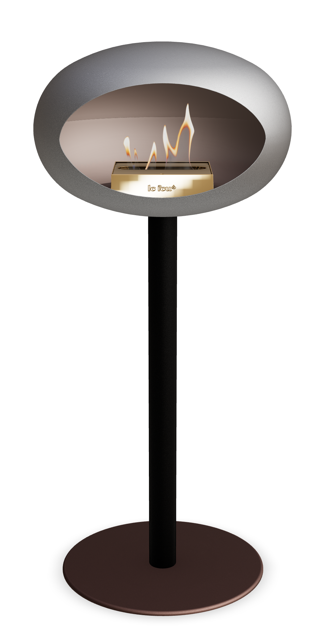 Le Feu GROUND STEEL HIGH Nickel Ø 60 mm – Rohr Schwarz, Brenner Roségold, Bodenplatte Mokka