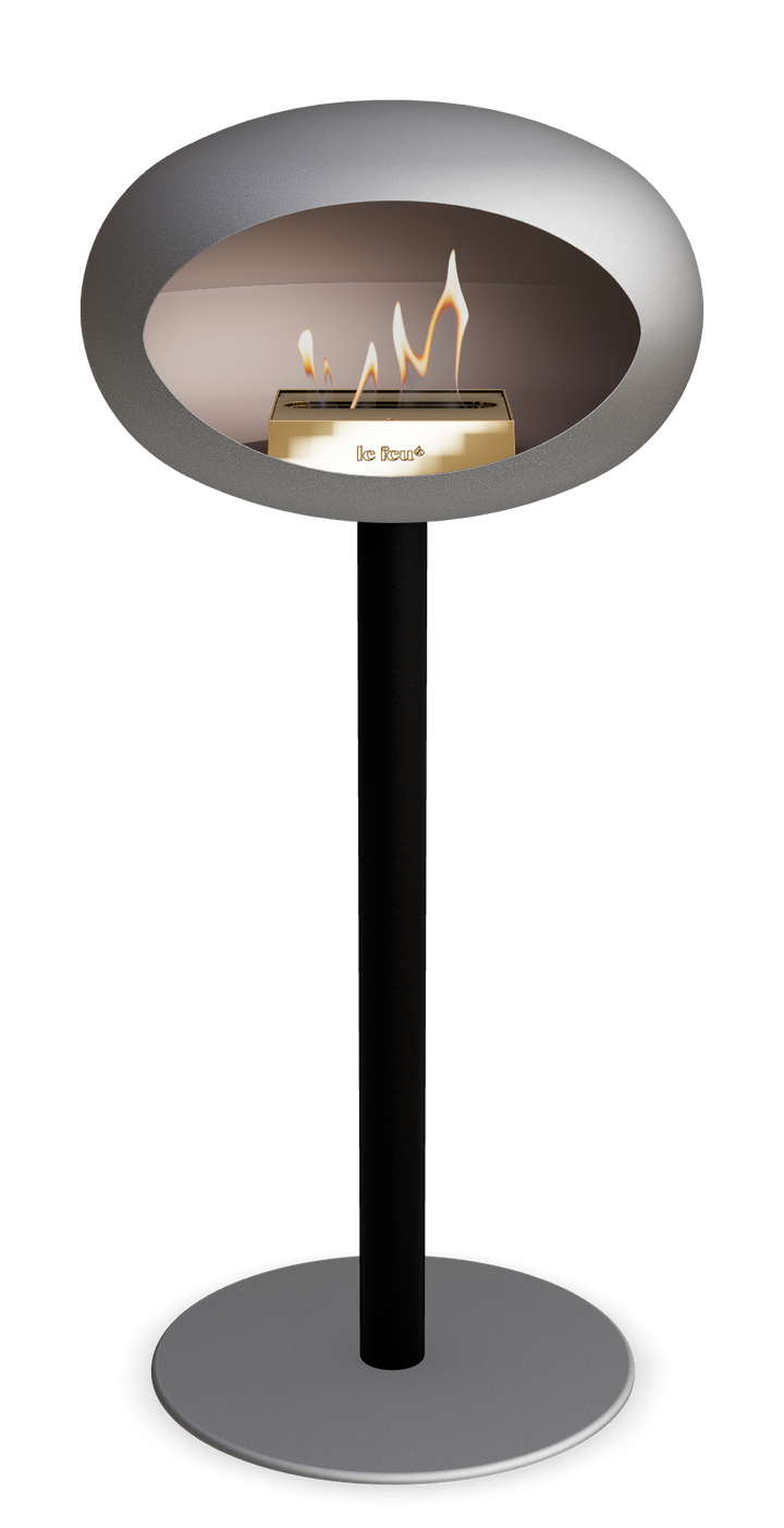 Le Feu GROUND STEEL HIGH Nickel Ø 60 mm – Rohr Schwarz, Brenner Roségold, Bodenplatte Nickel