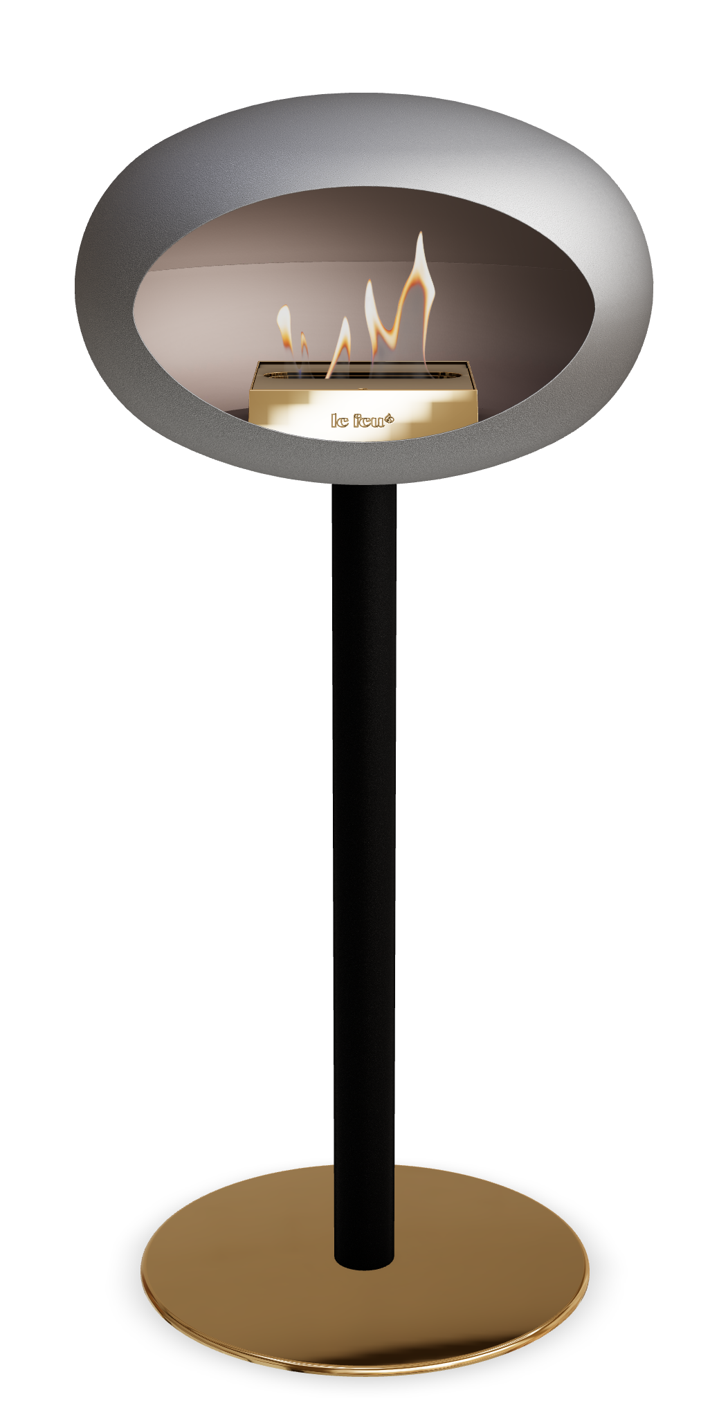 Le Feu GROUND STEEL HIGH Nickel Ø 60 mm – Rohr Schwarz, Brenner Roségold, Bodenplatte Roségold