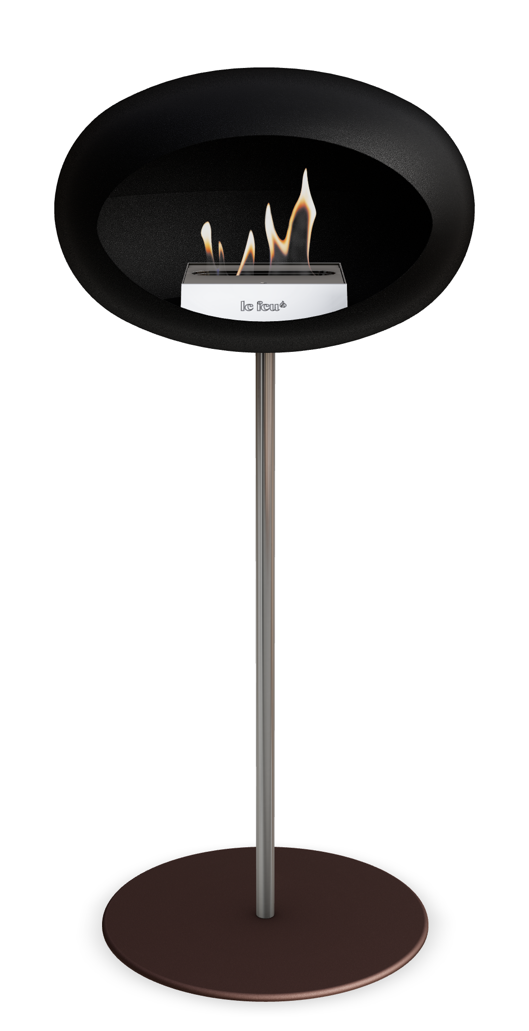 Le Feu GROUND STEEL HIGH Schwarz Ø 25 mm – Rohr Edelstahl, Brenner Edelstahl, Bodenplatte Mokka