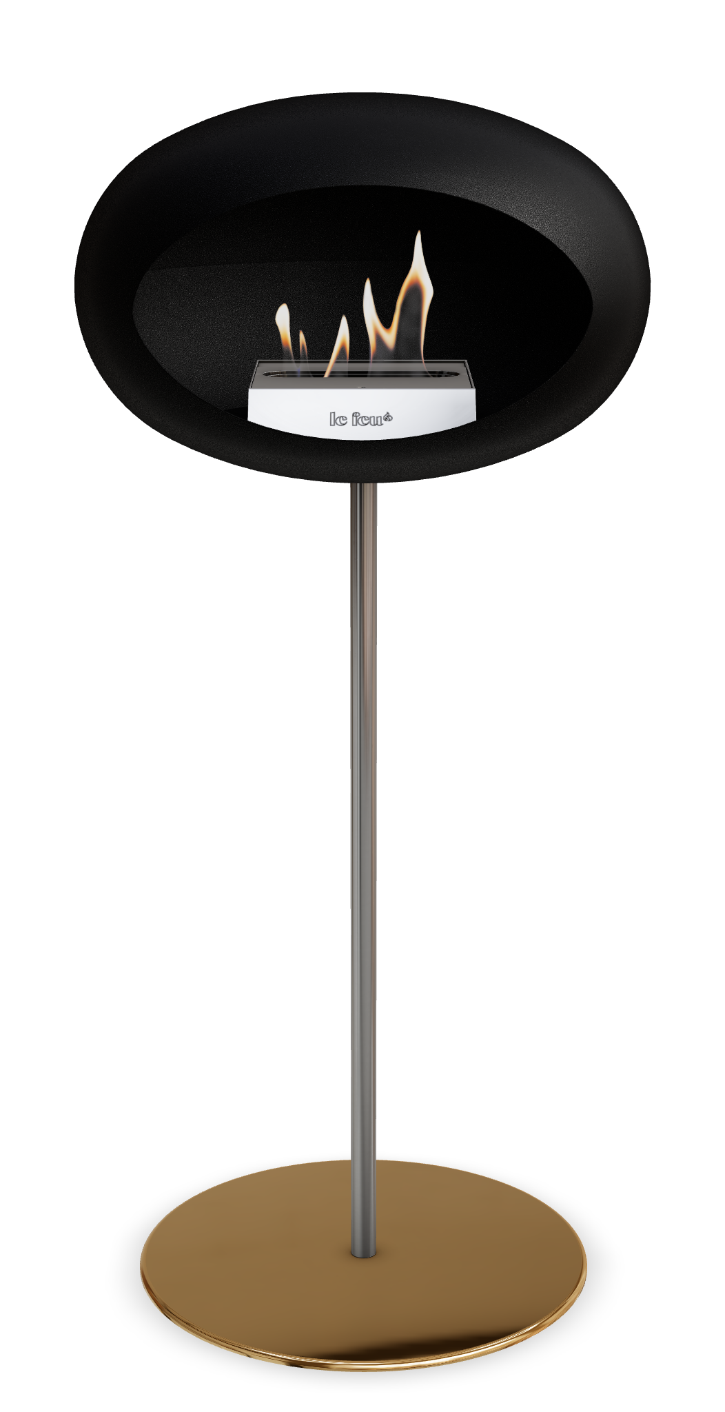 Le Feu GROUND STEEL HIGH Schwarz Ø 25 mm – Rohr Edelstahl, Brenner Edelstahl, Bodenplatte Roségold