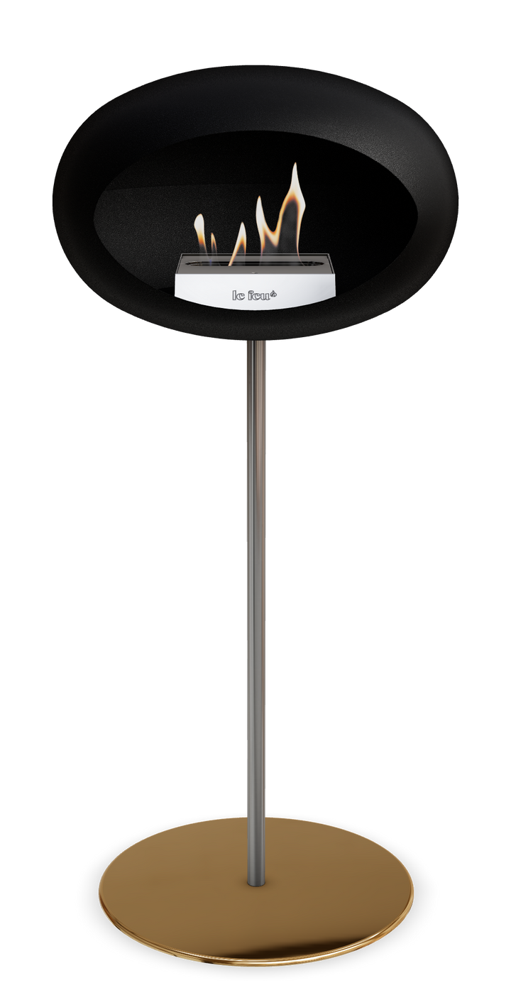 Le Feu GROUND STEEL HIGH Schwarz Ø 25 mm – Rohr Edelstahl, Brenner Edelstahl, Bodenplatte Roségold
