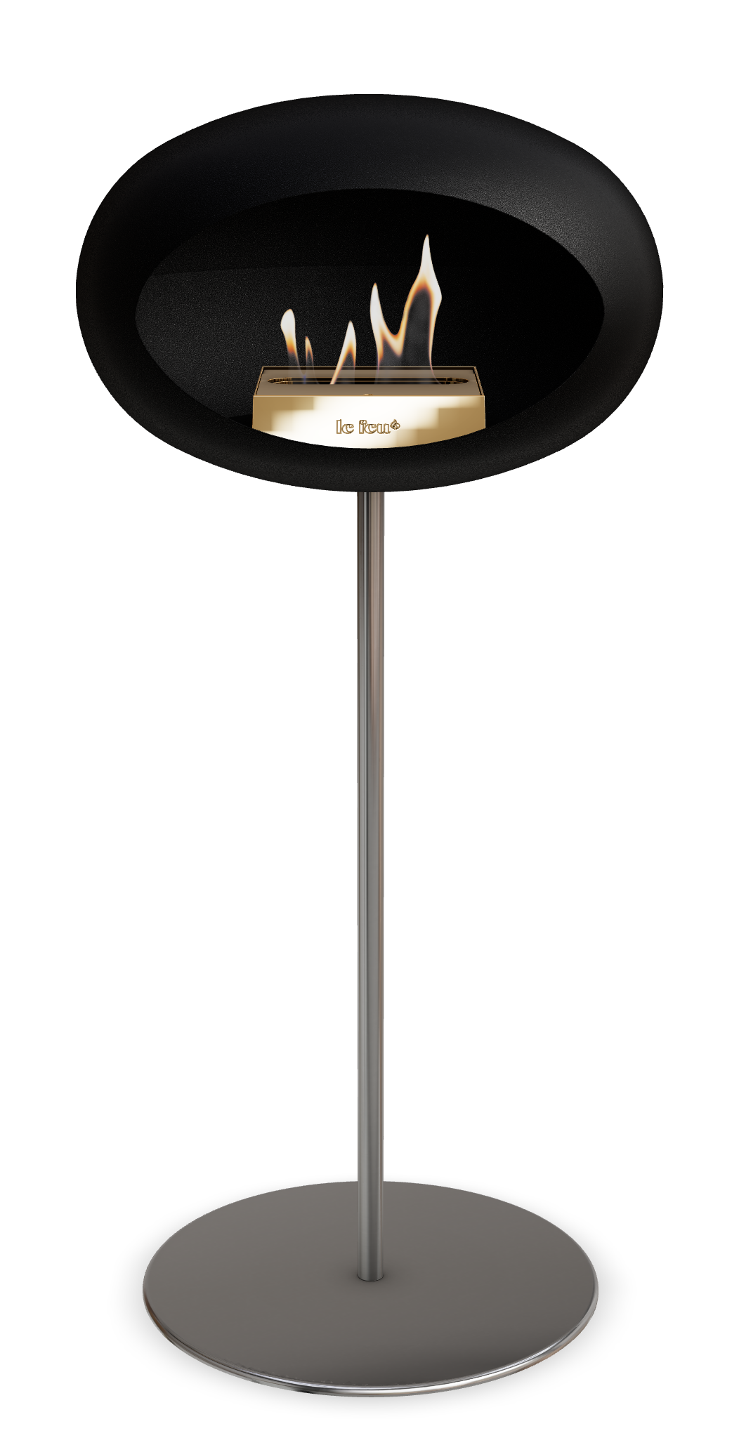 Le Feu GROUND STEEL HIGH Schwarz Ø 25 mm – Rohr Edelstahl, Brenner Roségold, Bodenplatte Edelstahl