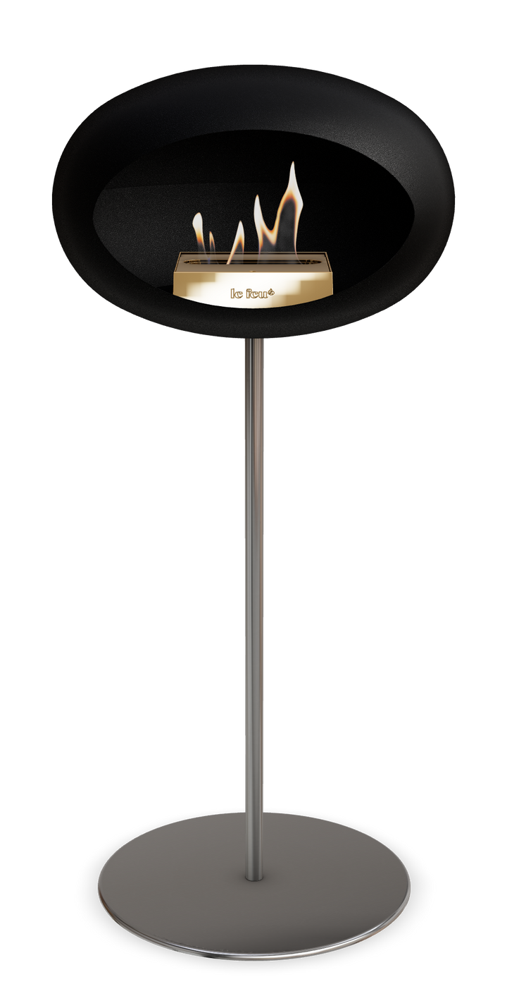 Le Feu GROUND STEEL HIGH Schwarz Ø 25 mm – Rohr Edelstahl, Brenner Roségold, Bodenplatte Edelstahl