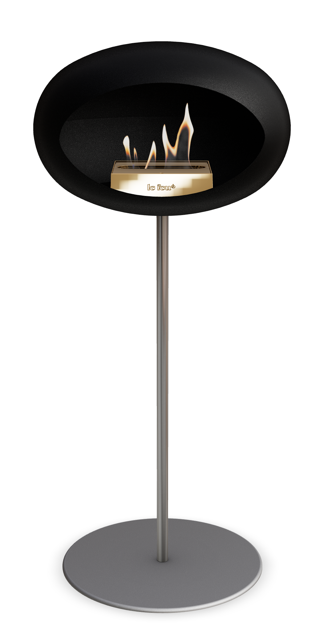 Le Feu GROUND STEEL HIGH Schwarz Ø 25 mm – Rohr Edelstahl, Brenner Roségold, Bodenplatte Nickel