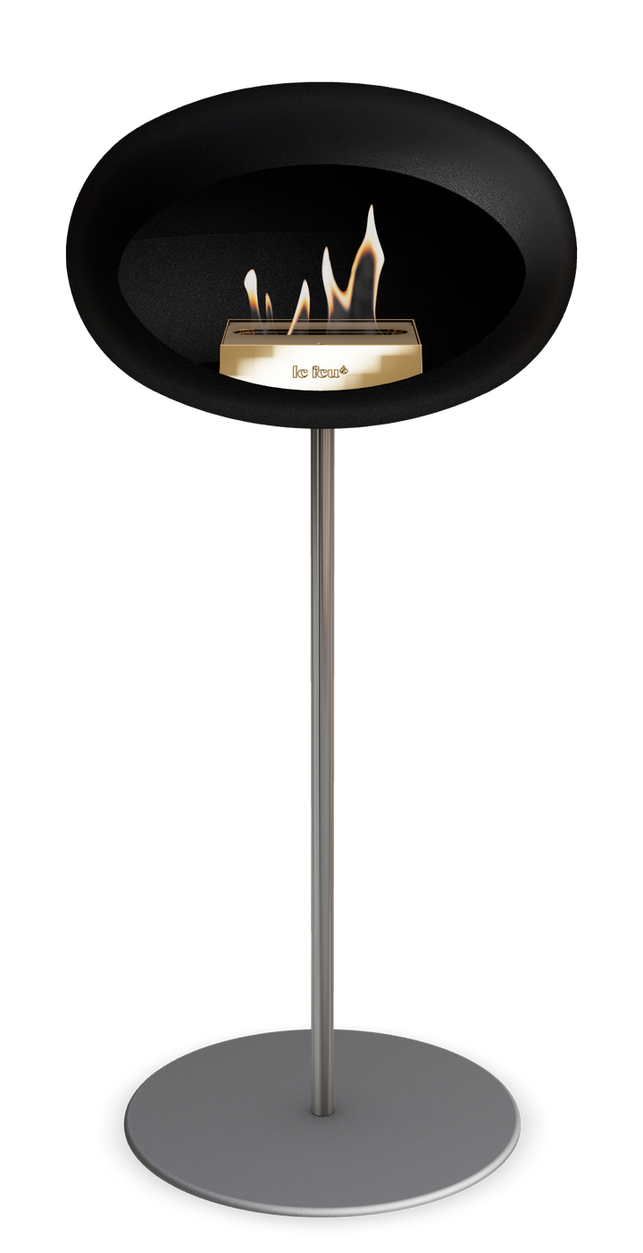 Le Feu GROUND STEEL HIGH Schwarz Ø 25 mm – Rohr Edelstahl, Brenner Roségold, Bodenplatte Nickel