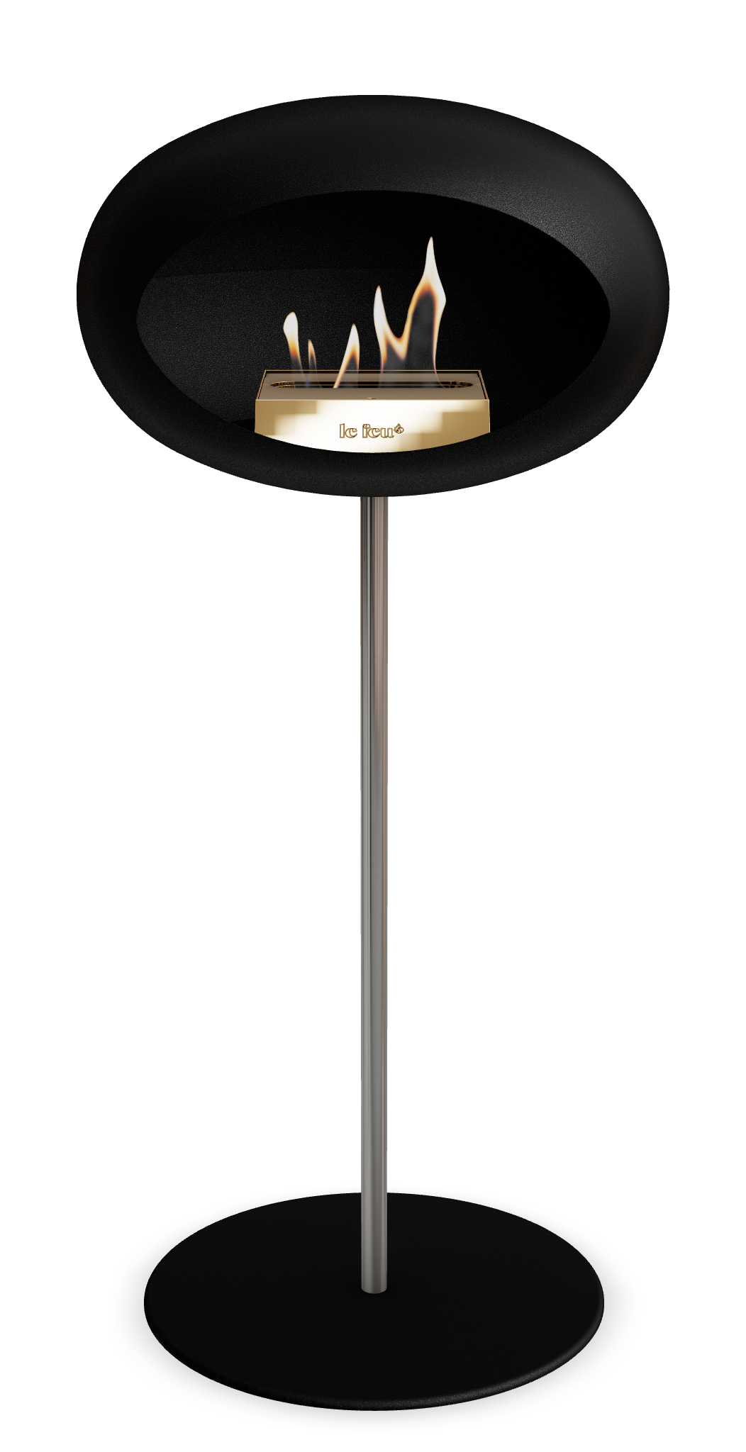 Le Feu GROUND STEEL HIGH Schwarz Ø 25 mm – Rohr Edelstahl, Brenner Roségold, Bodenplatte Schwarz