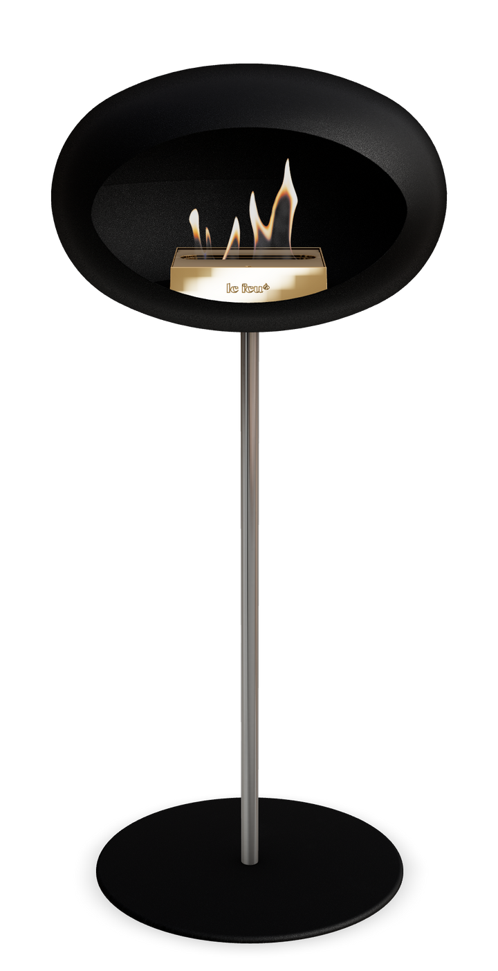 Le Feu GROUND STEEL HIGH Schwarz Ø 25 mm – Rohr Edelstahl, Brenner Roségold, Bodenplatte Schwarz
