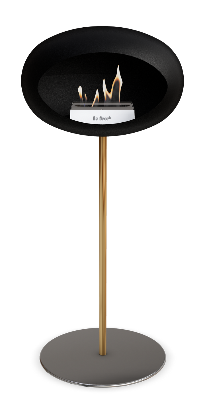 Le Feu GROUND STEEL HIGH Schwarz Ø 25 mm – Rohr Roségold, Brenner Edelstahl, Bodenplatte Edelstahl