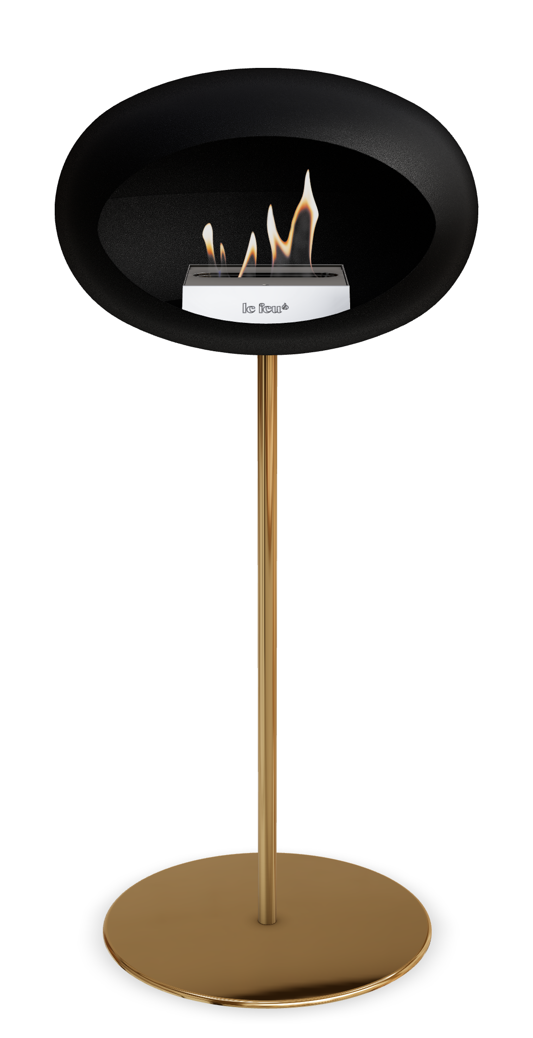 Le Feu GROUND STEEL HIGH Schwarz Ø 25 mm – Rohr Roségold, Brenner Edelstahl, Bodenplatte Roségold