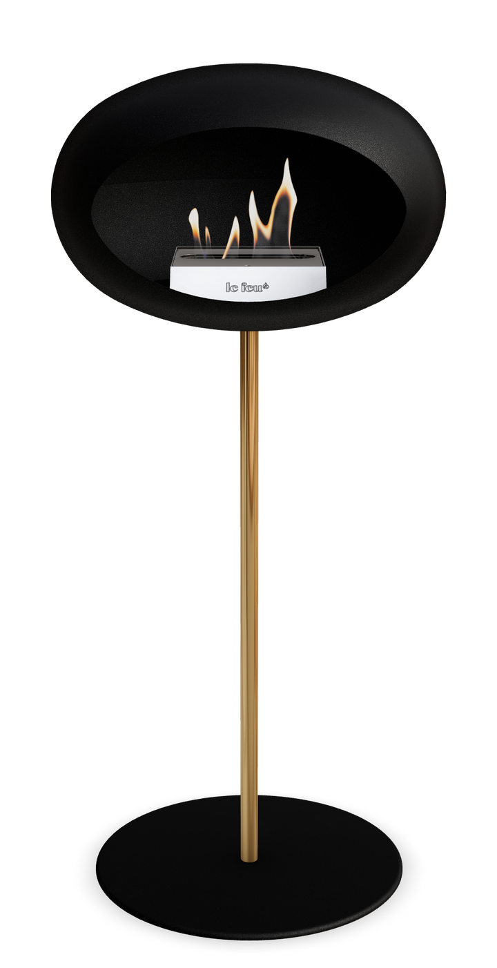Le Feu GROUND STEEL HIGH Schwarz Ø 25 mm – Rohr Roségold, Brenner Edelstahl, Bodenplatte Schwarz