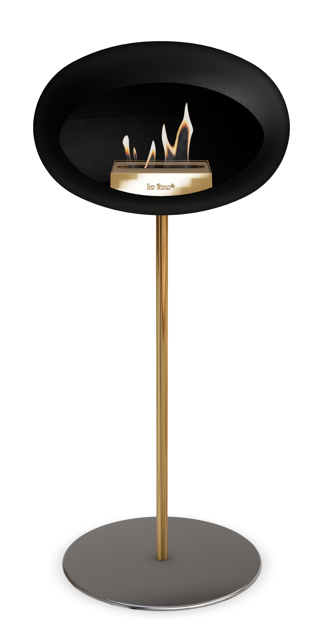 Le Feu GROUND STEEL HIGH Schwarz Ø 25 mm – Rohr Roségold, Brenner Roségold, Bodenplatte Edelstahl