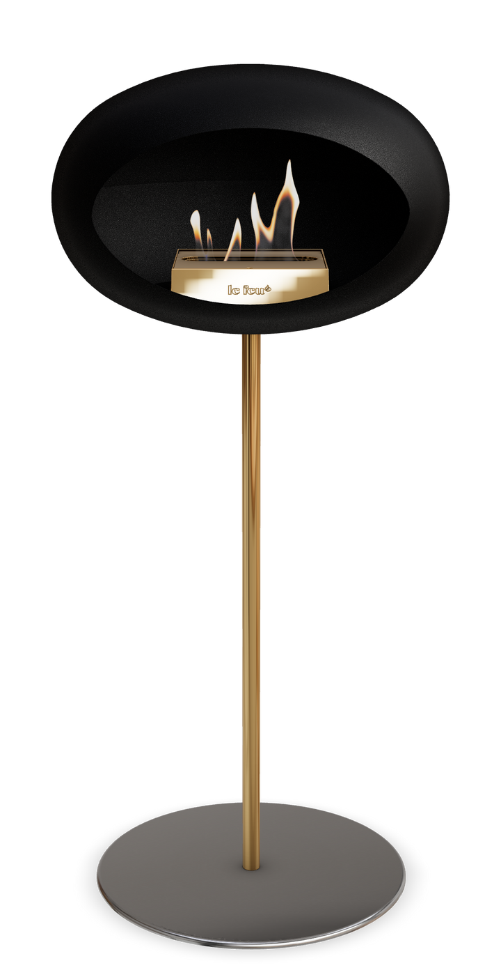 Le Feu GROUND STEEL HIGH Schwarz Ø 25 mm – Rohr Roségold, Brenner Roségold, Bodenplatte Edelstahl
