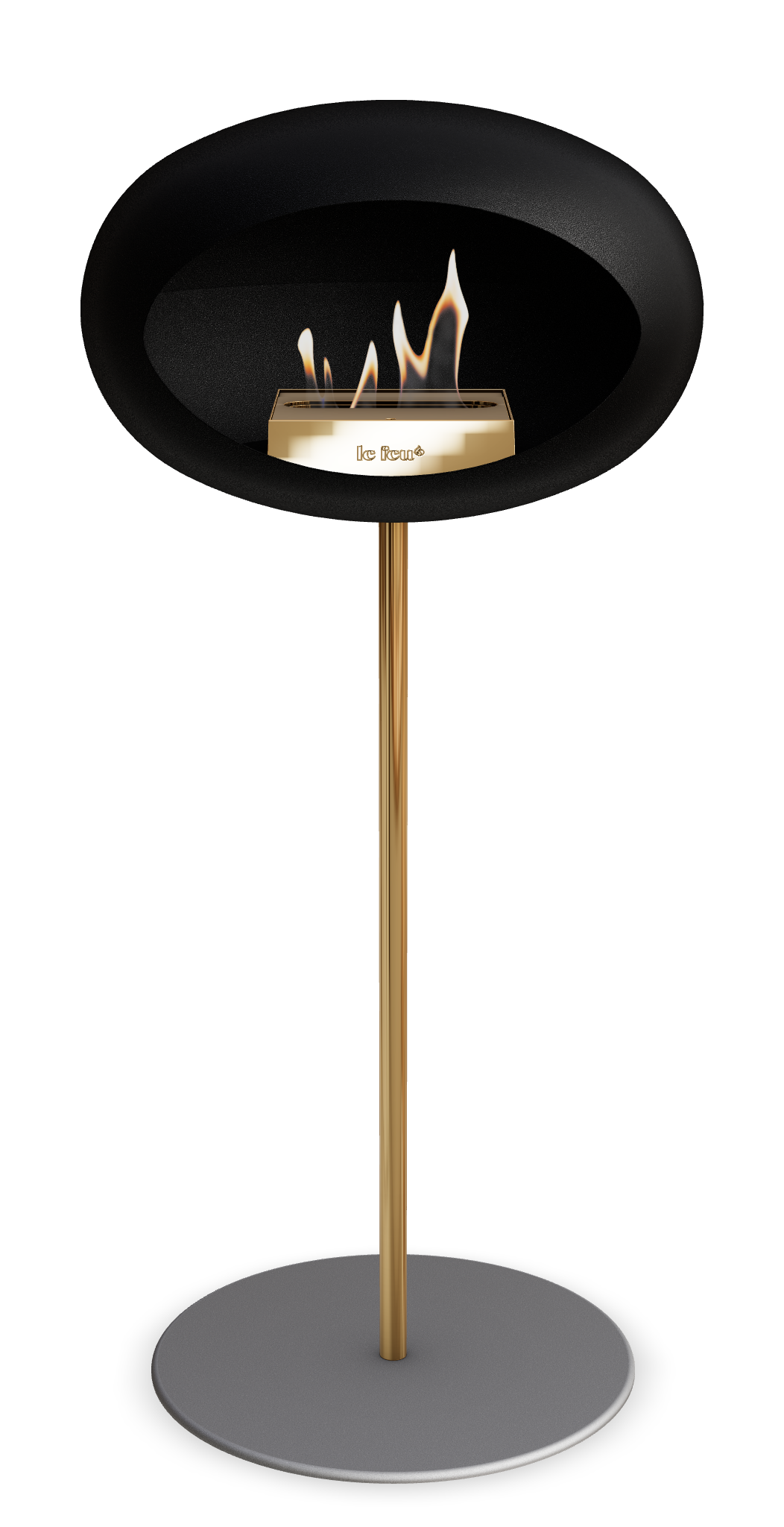 Le Feu GROUND STEEL HIGH Schwarz Ø 25 mm – Rohr Roségold, Brenner Roségold, Bodenplatte Nickel