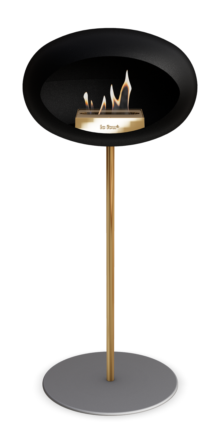 Le Feu GROUND STEEL HIGH Schwarz Ø 25 mm – Rohr Roségold, Brenner Roségold, Bodenplatte Nickel