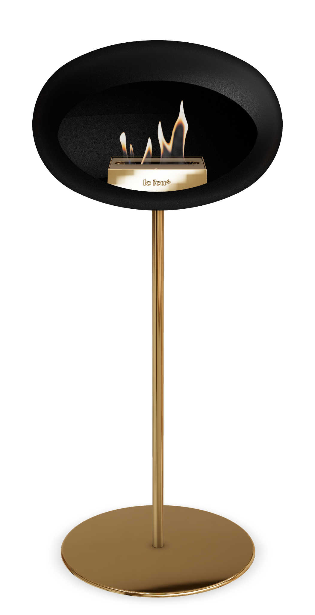 Le Feu GROUND STEEL HIGH Schwarz Ø 25 mm – Rohr Roségold, Brenner Roségold, Bodenplatte Roségold