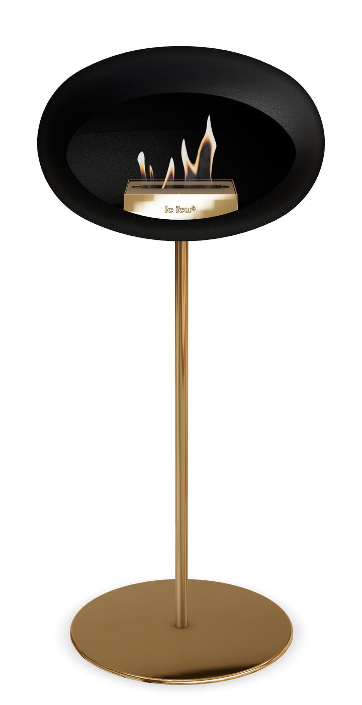 Le Feu GROUND STEEL HIGH Schwarz Ø 25 mm – Rohr Roségold, Brenner Roségold, Bodenplatte Roségold