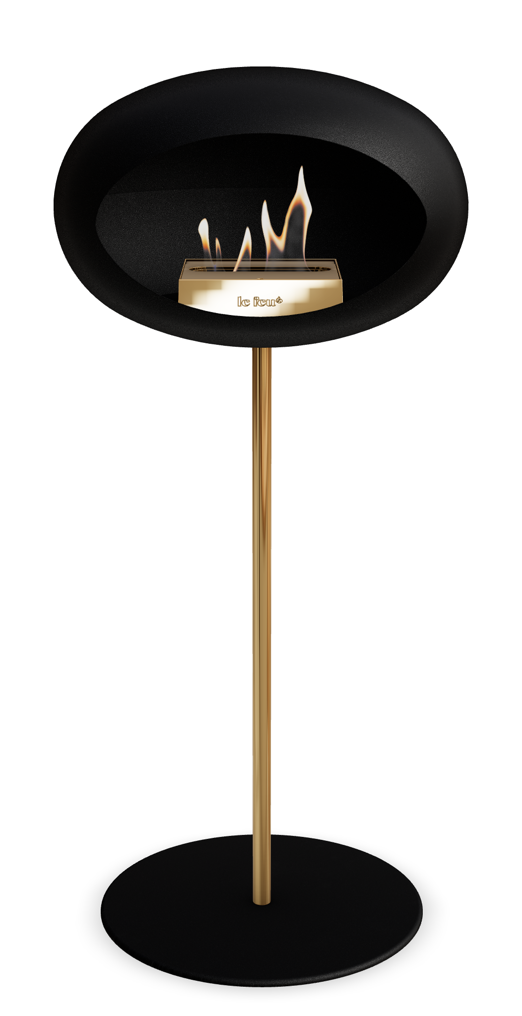 Le Feu GROUND STEEL HIGH Schwarz Ø 25 mm – Rohr Roségold, Brenner Roségold, Bodenplatte Schwarz