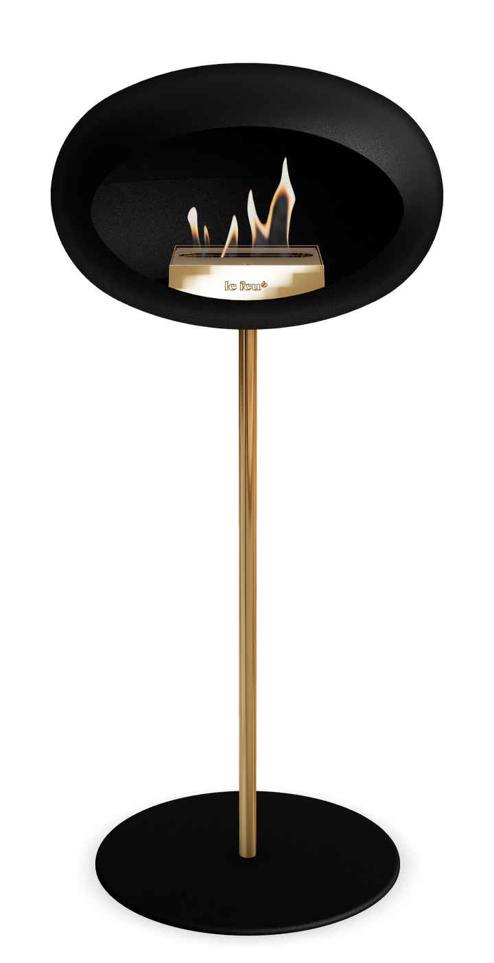 Le Feu GROUND STEEL HIGH Schwarz Ø 25 mm – Rohr Roségold, Brenner Roségold, Bodenplatte Schwarz