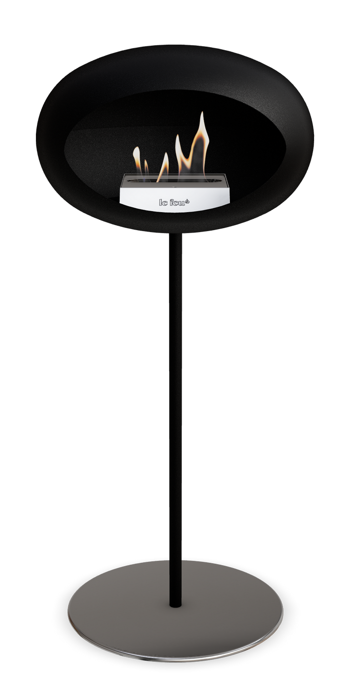 Le Feu GROUND STEEL HIGH Schwarz Ø 25 mm – Rohr Schwarz, Brenner Edelstahl, Bodenplatte Edelstahl