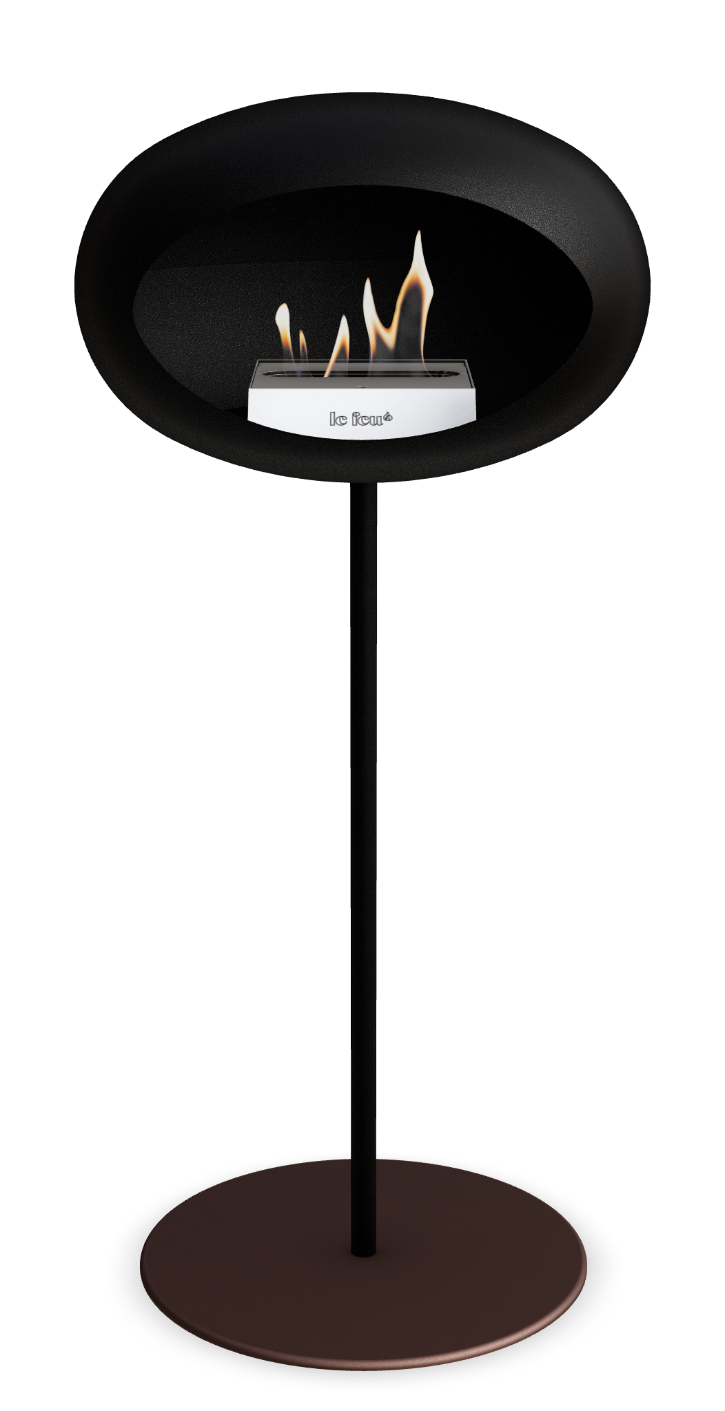 Le Feu GROUND STEEL HIGH Schwarz Ø 25 mm – Rohr Schwarz, Brenner Edelstahl, Bodenplatte Mokka