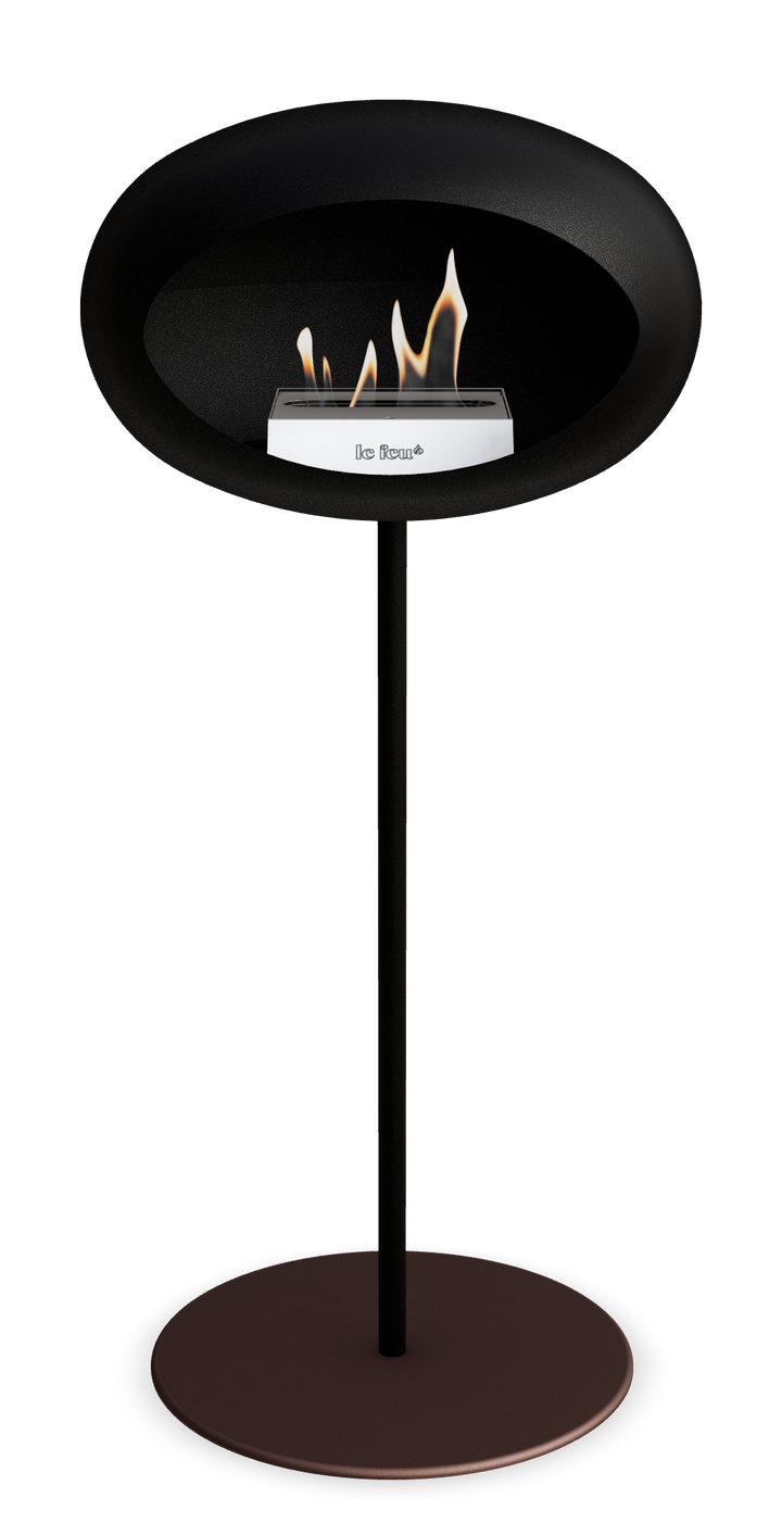 Le Feu GROUND STEEL HIGH Schwarz Ø 25 mm – Rohr Schwarz, Brenner Edelstahl, Bodenplatte Mokka