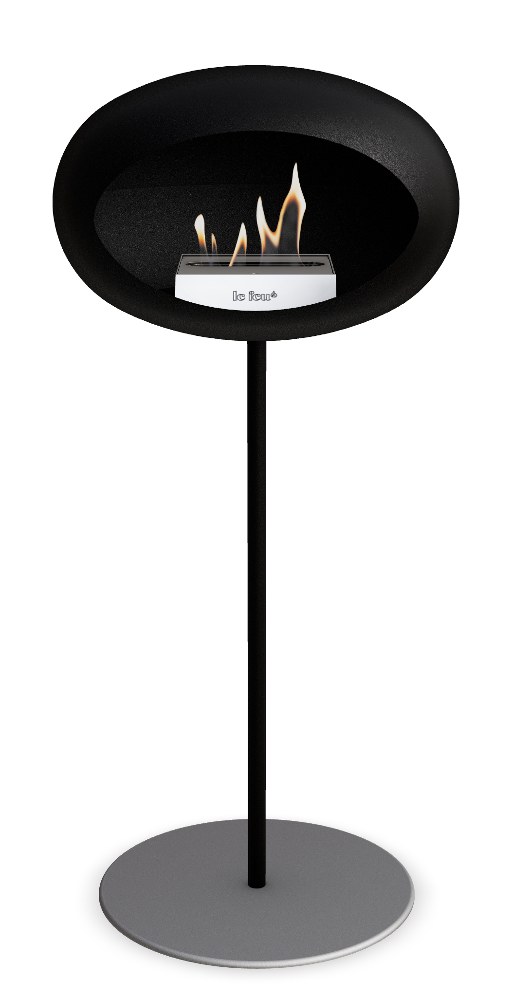 Le Feu GROUND STEEL HIGH Schwarz Ø 25 mm – Rohr Schwarz, Brenner Edelstahl, Bodenplatte Nickel