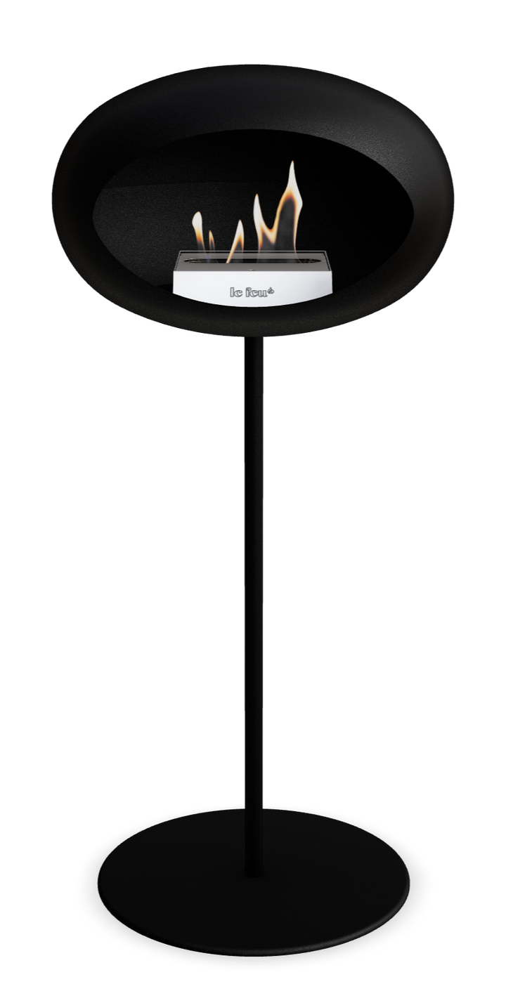 Le Feu GROUND STEEL HIGH Schwarz Ø 25 mm – Rohr Schwarz, Brenner Edelstahl, Bodenplatte Schwarz