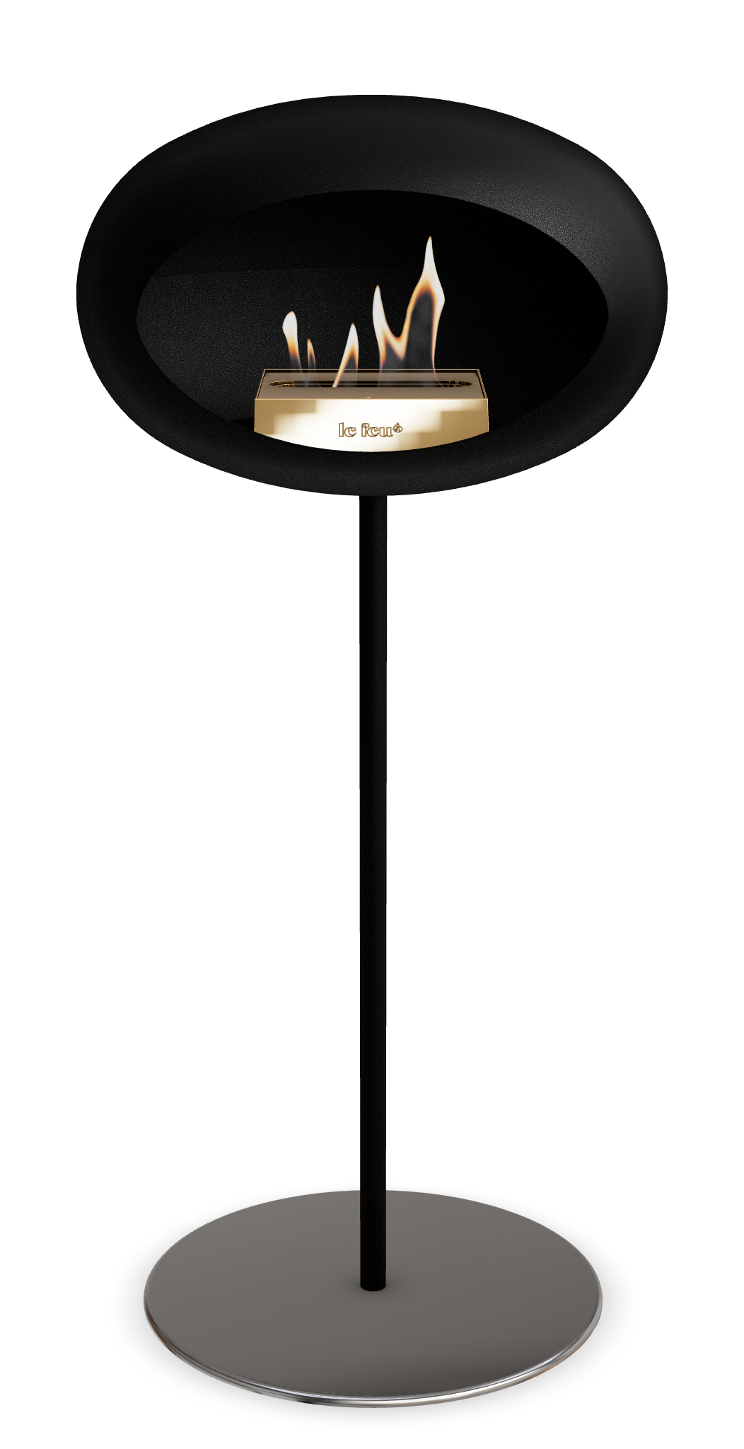 Le Feu GROUND STEEL HIGH Schwarz Ø 25 mm – Rohr Schwarz, Brenner Roségold, Bodenplatte Edelstahl