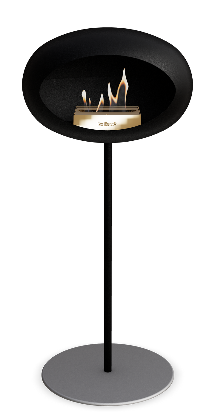 Le Feu GROUND STEEL HIGH Schwarz Ø 25 mm – Rohr Schwarz, Brenner Roségold, Bodenplatte Nickel