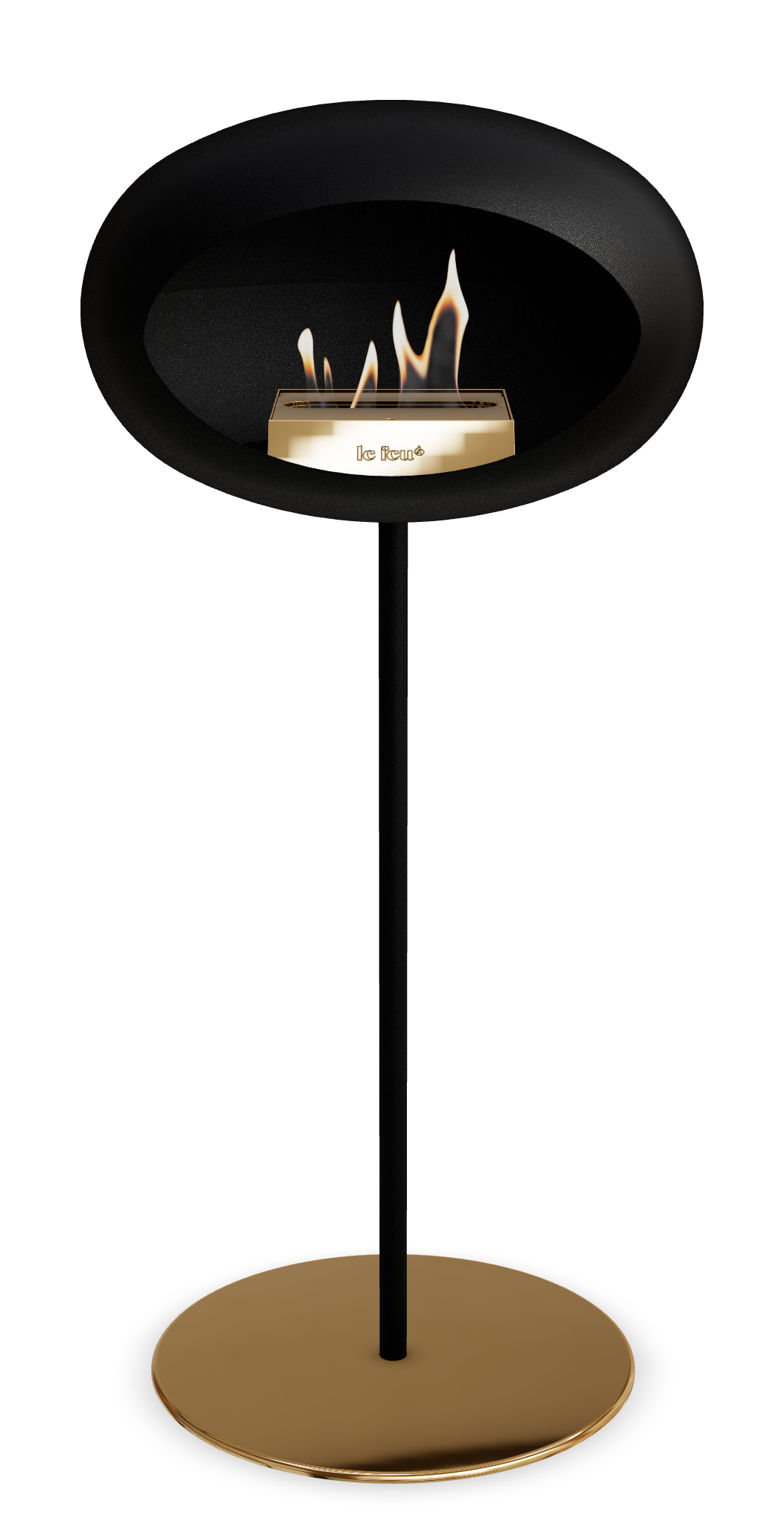 Le Feu GROUND STEEL HIGH Schwarz Ø 25 mm – Rohr Schwarz, Brenner Roségold, Bodenplatte Roségold