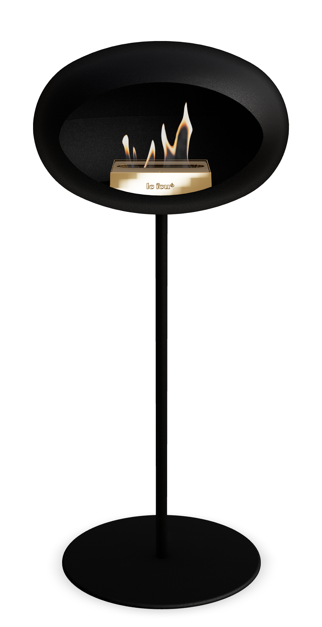 Le Feu GROUND STEEL HIGH Schwarz Ø 25 mm – Rohr Schwarz, Brenner Roségold, Bodenplatte Schwarz