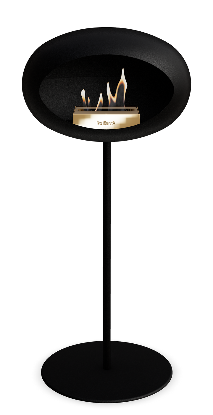 Le Feu GROUND STEEL HIGH Schwarz Ø 25 mm – Rohr Schwarz, Brenner Roségold, Bodenplatte Schwarz