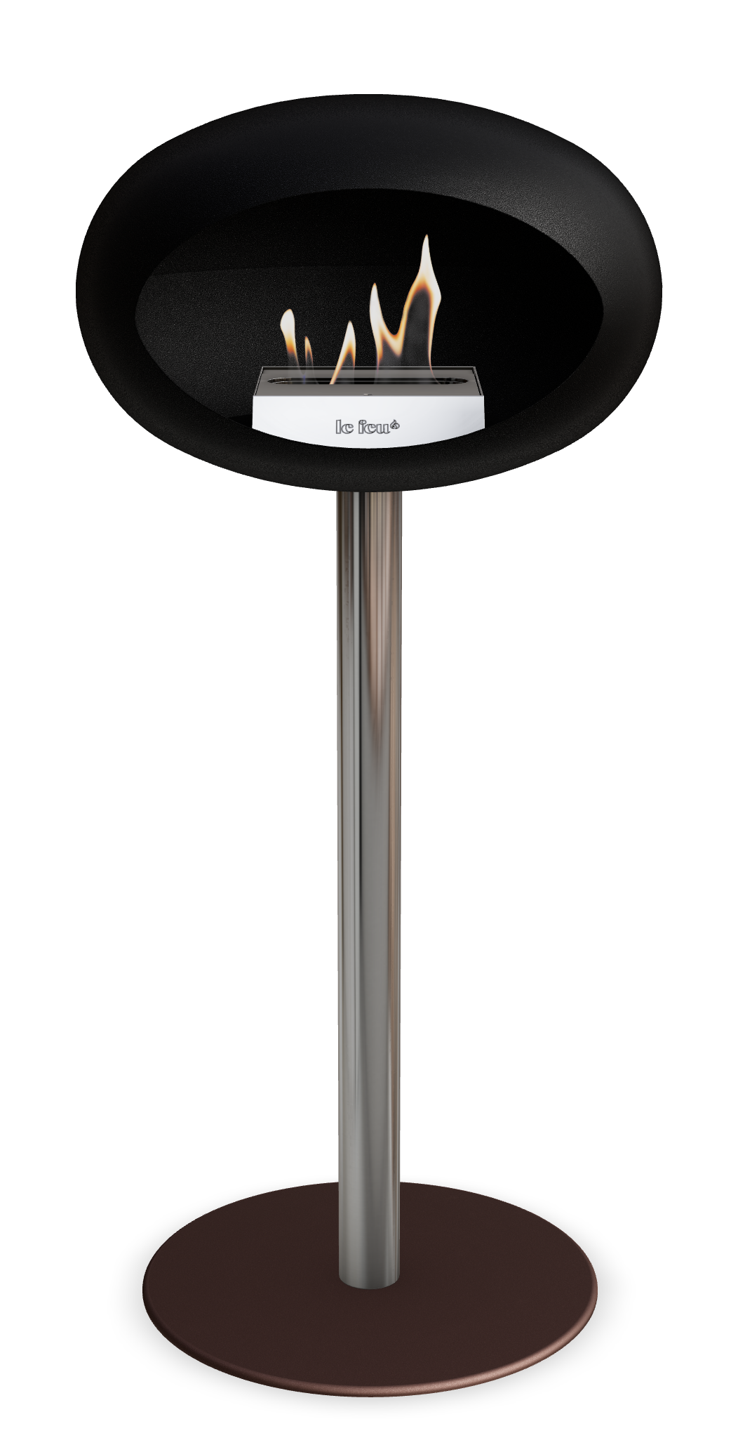 Le Feu GROUND STEEL HIGH Schwarz Ø 60 mm – Rohr Edelstahl, Brenner Edelstahl, Bodenplatte Mokka