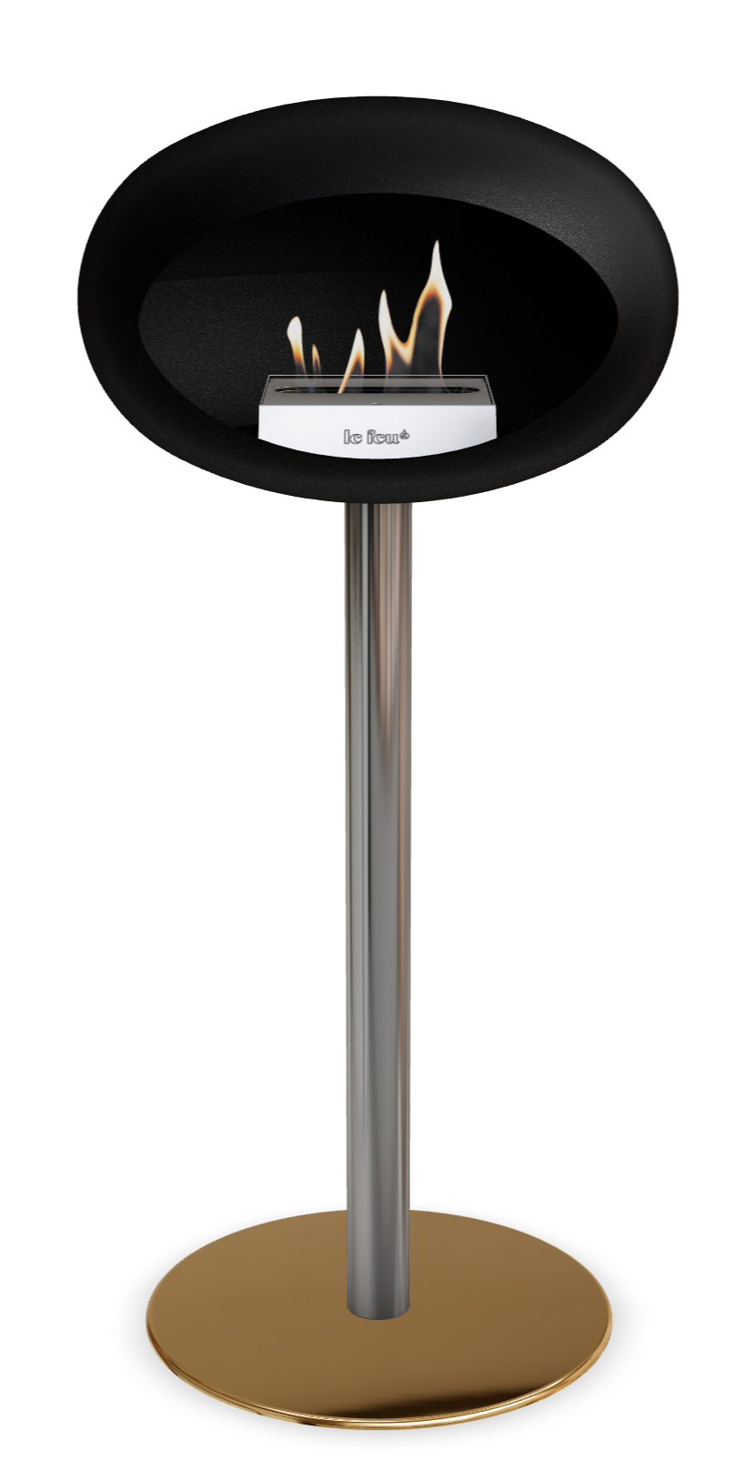 Le Feu GROUND STEEL HIGH Schwarz Ø 60 mm – Rohr Edelstahl, Brenner Edelstahl, Bodenplatte Roségold