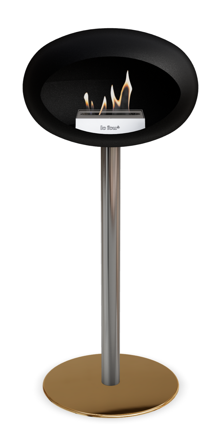 Le Feu GROUND STEEL HIGH Schwarz Ø 60 mm – Rohr Edelstahl, Brenner Edelstahl, Bodenplatte Roségold