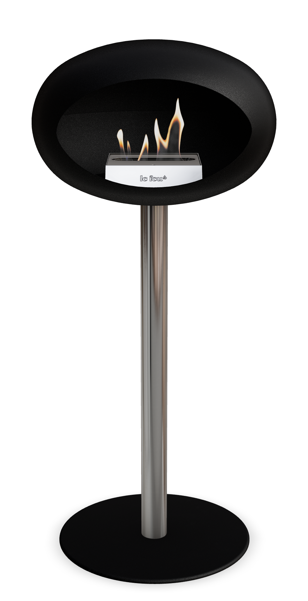 Le Feu GROUND STEEL HIGH Schwarz Ø 60 mm – Rohr Edelstahl, Brenner Edelstahl, Bodenplatte Schwarz