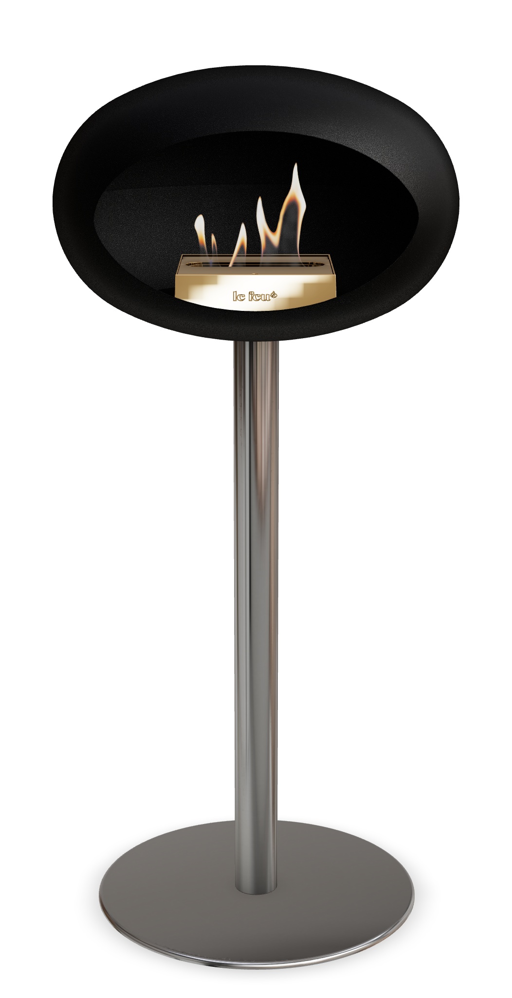 Le Feu GROUND STEEL HIGH Schwarz Ø 60 mm – Rohr Edelstahl, Brenner Roségold, Bodenplatte Edelstahl