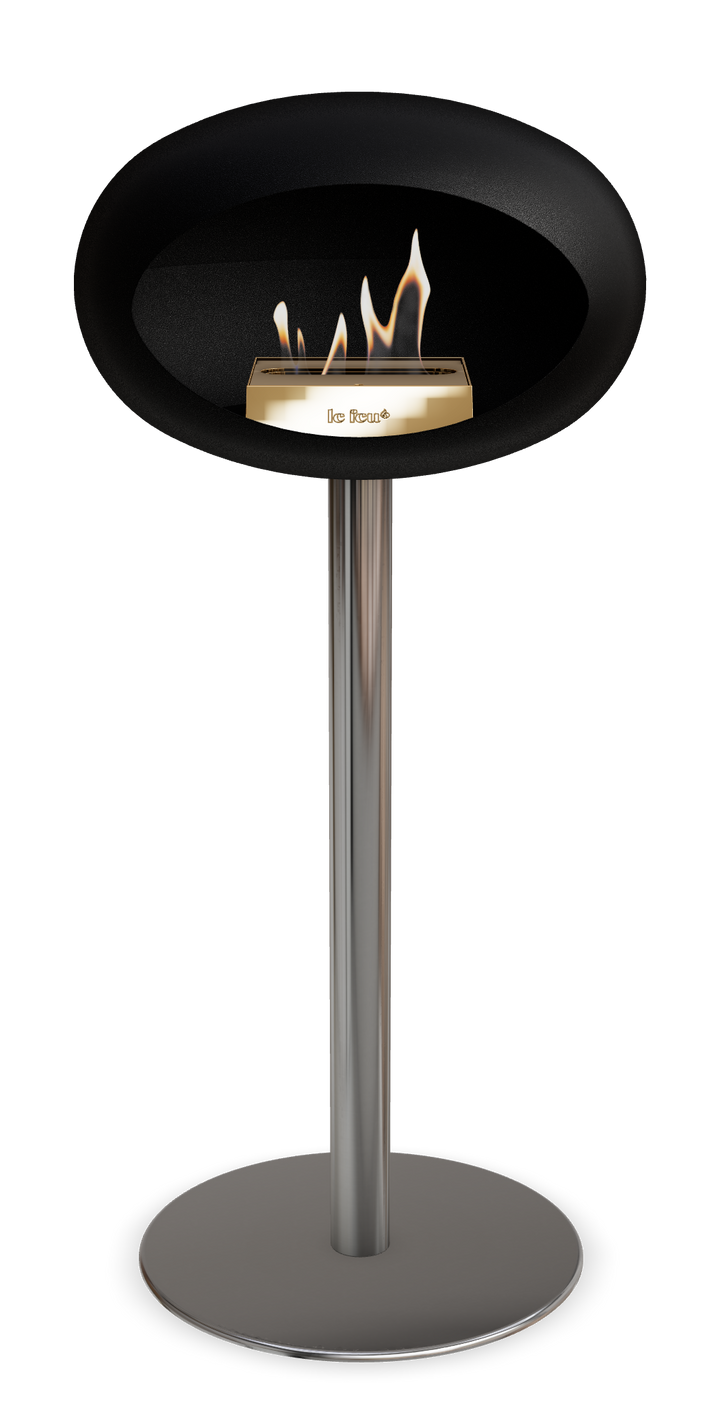 Le Feu GROUND STEEL HIGH Schwarz Ø 60 mm – Rohr Edelstahl, Brenner Roségold, Bodenplatte Edelstahl