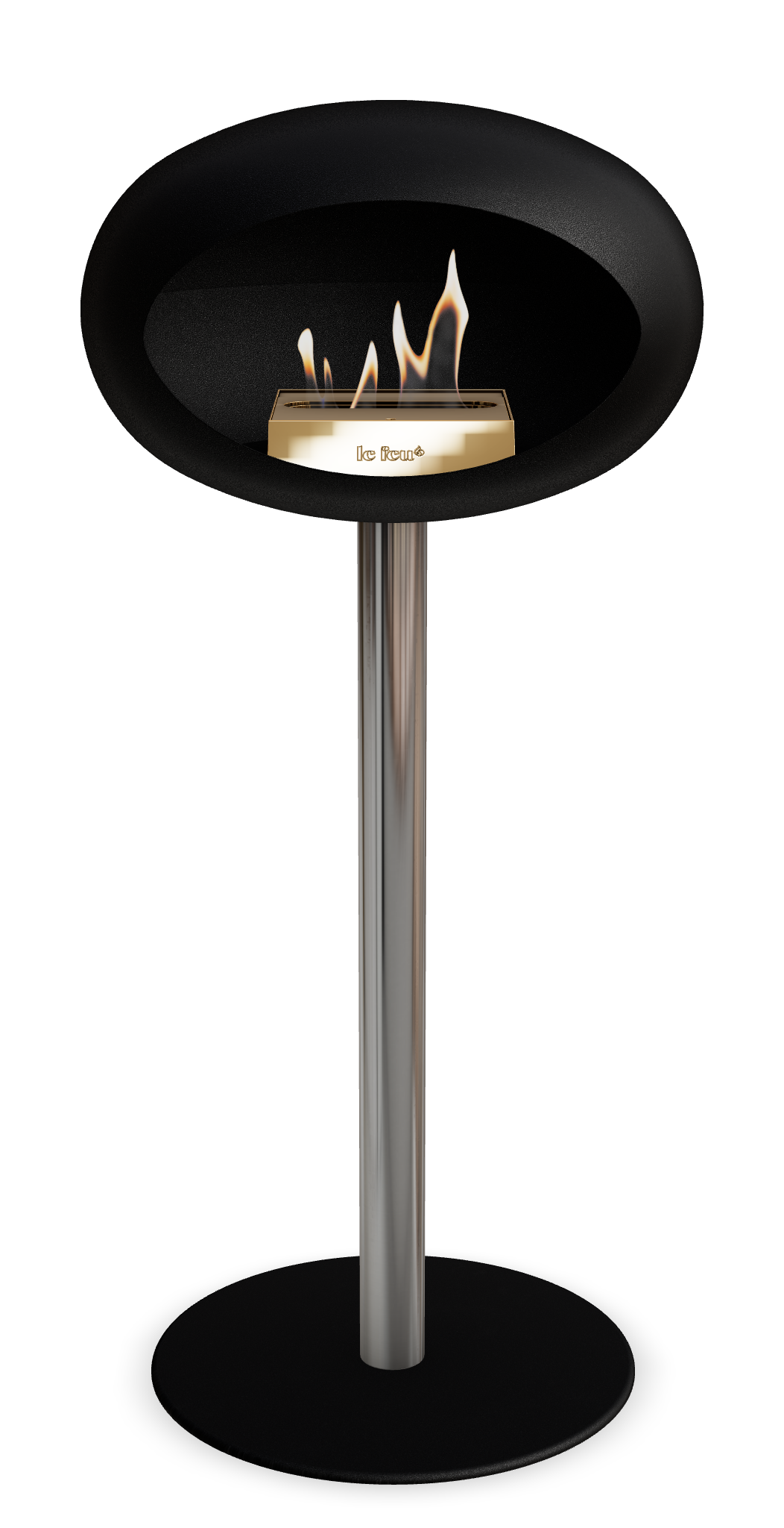 Le Feu GROUND STEEL HIGH Schwarz Ø 60 mm – Rohr Edelstahl, Brenner Roségold, Bodenplatte Schwarz