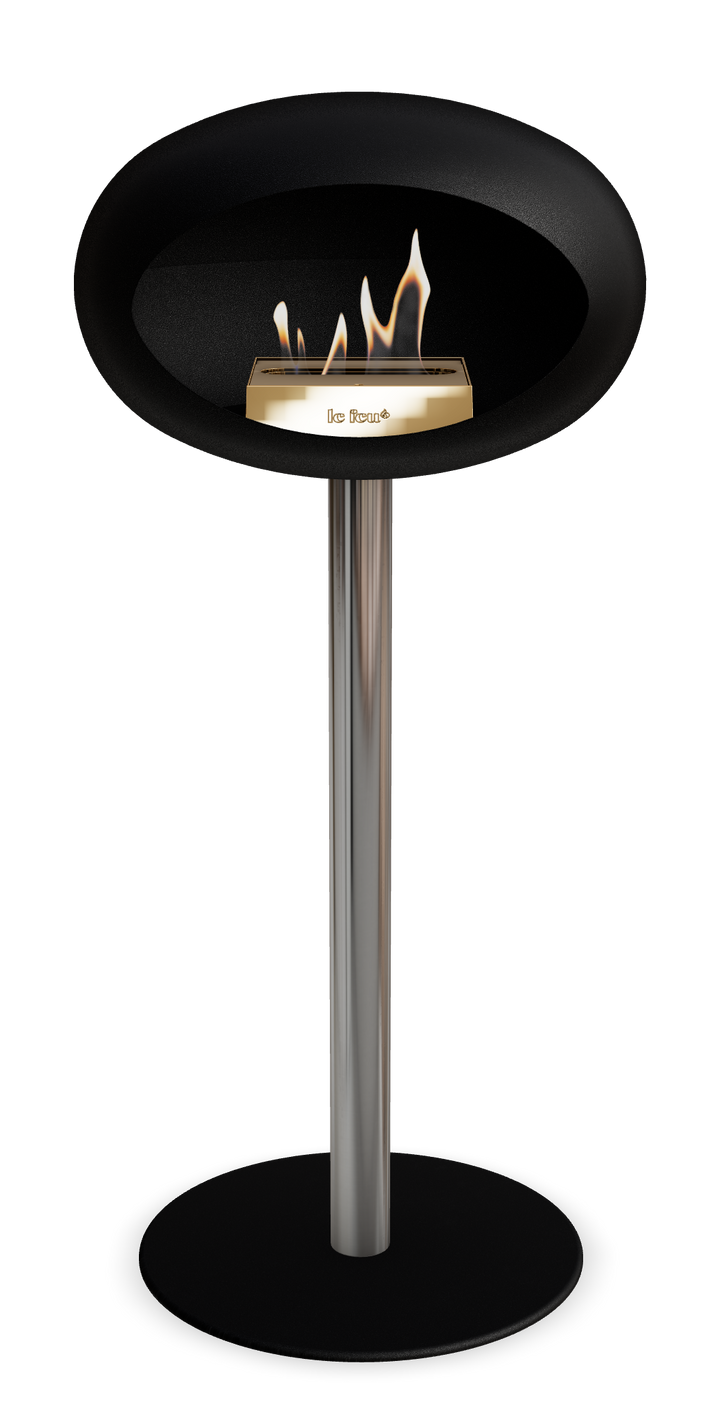 Le Feu GROUND STEEL HIGH Schwarz Ø 60 mm – Rohr Edelstahl, Brenner Roségold, Bodenplatte Schwarz