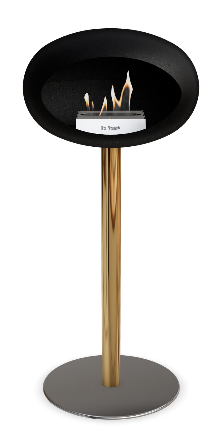 Le Feu GROUND STEEL HIGH Schwarz Ø 60 mm – Rohr Roségold, Brenner Edelstahl, Bodenplatte Edelstahl