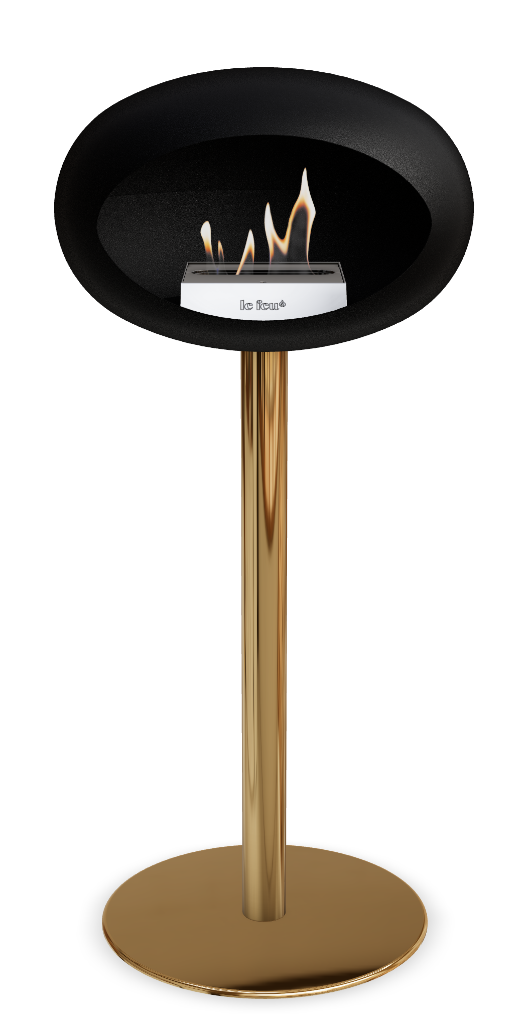 Le Feu GROUND STEEL HIGH Schwarz Ø 60 mm – Rohr Roségold, Brenner Edelstahl, Bodenplatte Roségold