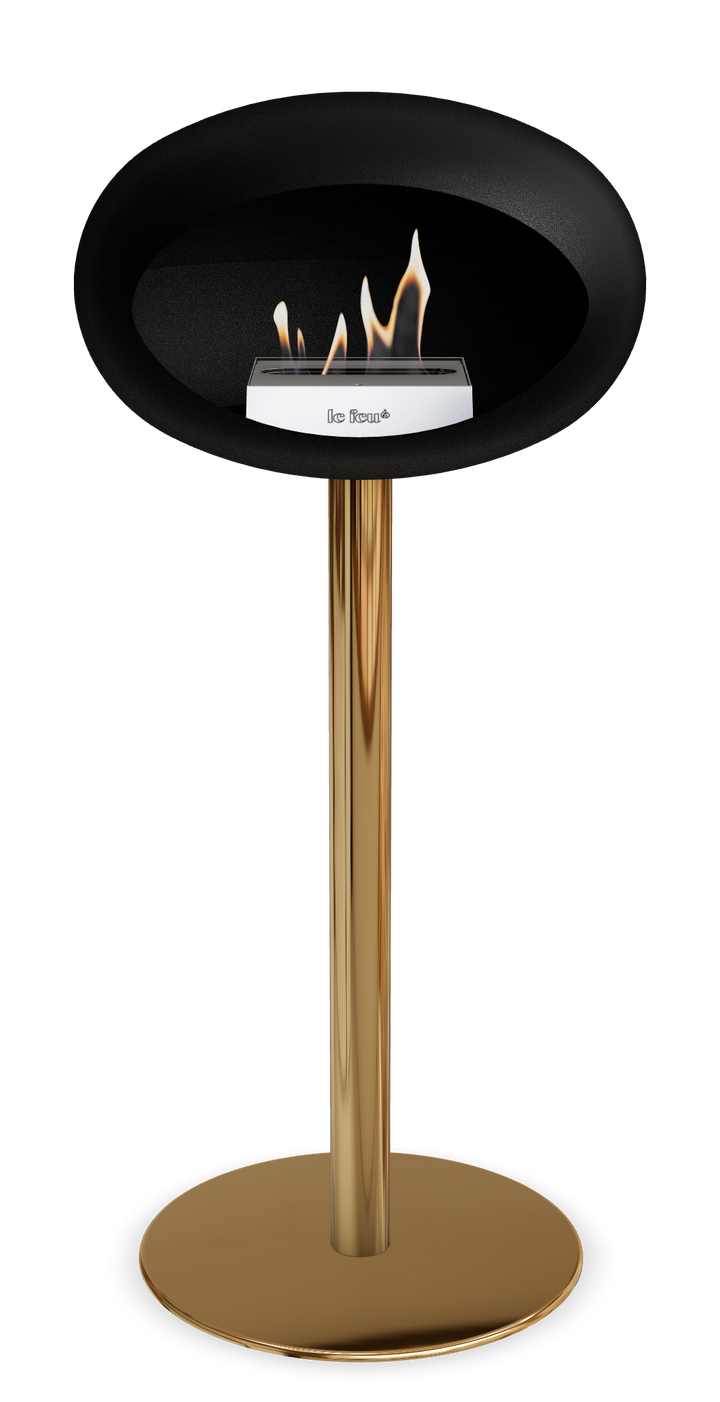 Le Feu GROUND STEEL HIGH Schwarz Ø 60 mm – Rohr Roségold, Brenner Edelstahl, Bodenplatte Roségold