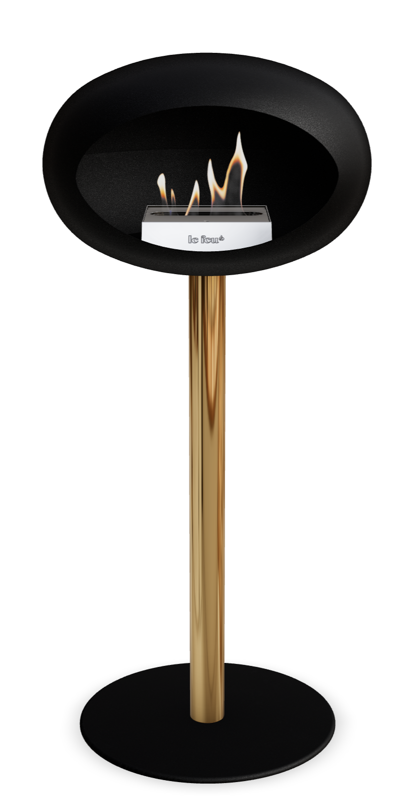 Le Feu GROUND STEEL HIGH Schwarz Ø 60 mm – Rohr Roségold, Brenner Edelstahl, Bodenplatte Schwarz