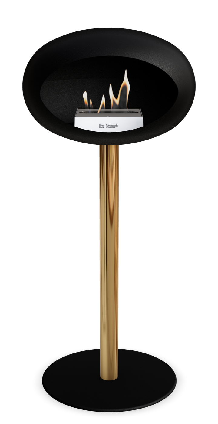 Le Feu GROUND STEEL HIGH Schwarz Ø 60 mm – Rohr Roségold, Brenner Edelstahl, Bodenplatte Schwarz
