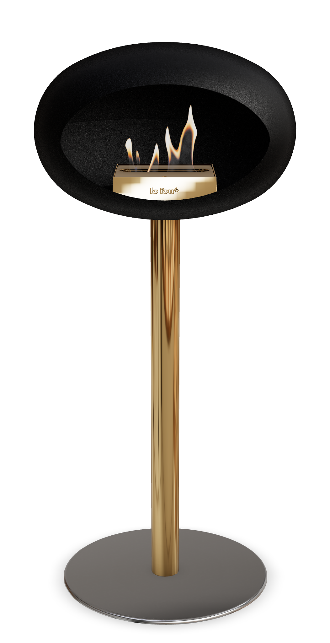 Le Feu GROUND STEEL HIGH Schwarz Ø 60 mm – Rohr Roségold, Brenner Roségold, Bodenplatte Edelstahl