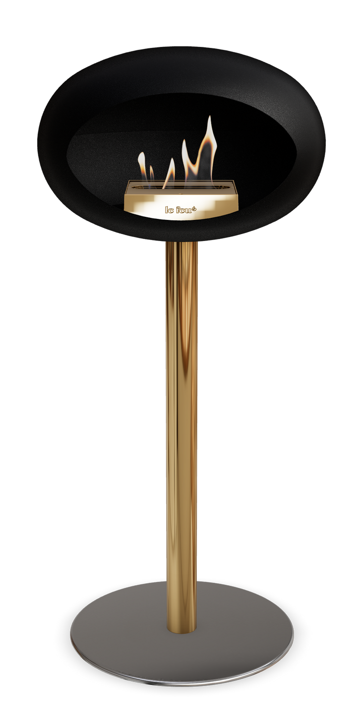 Le Feu GROUND STEEL HIGH Schwarz Ø 60 mm – Rohr Roségold, Brenner Roségold, Bodenplatte Edelstahl