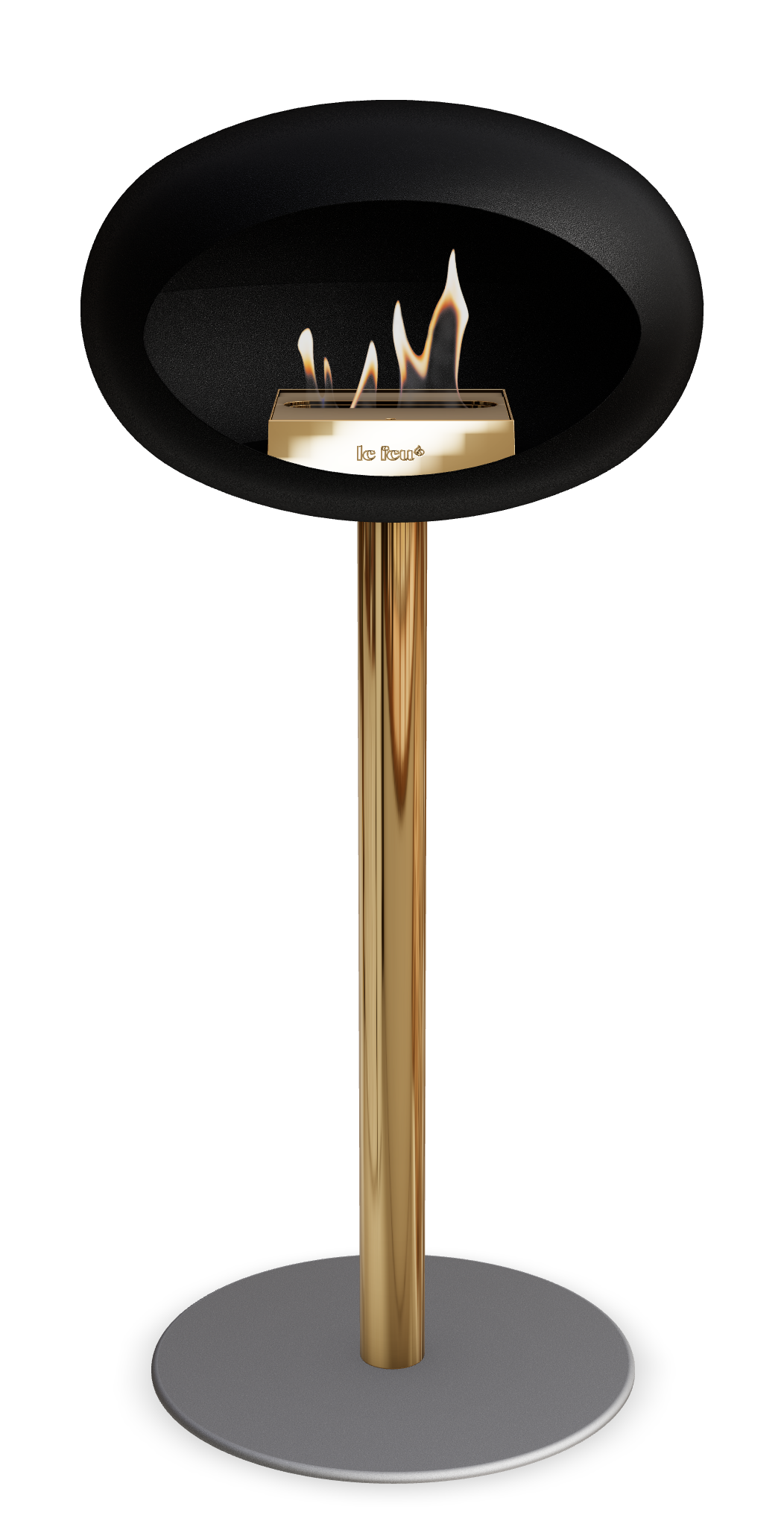 Le Feu GROUND STEEL HIGH Schwarz Ø 60 mm – Rohr Roségold, Brenner Roségold, Bodenplatte Nickel